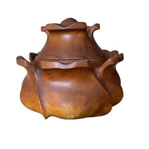 Vintage Hand Carved Teak Soup Tureen W/Lid